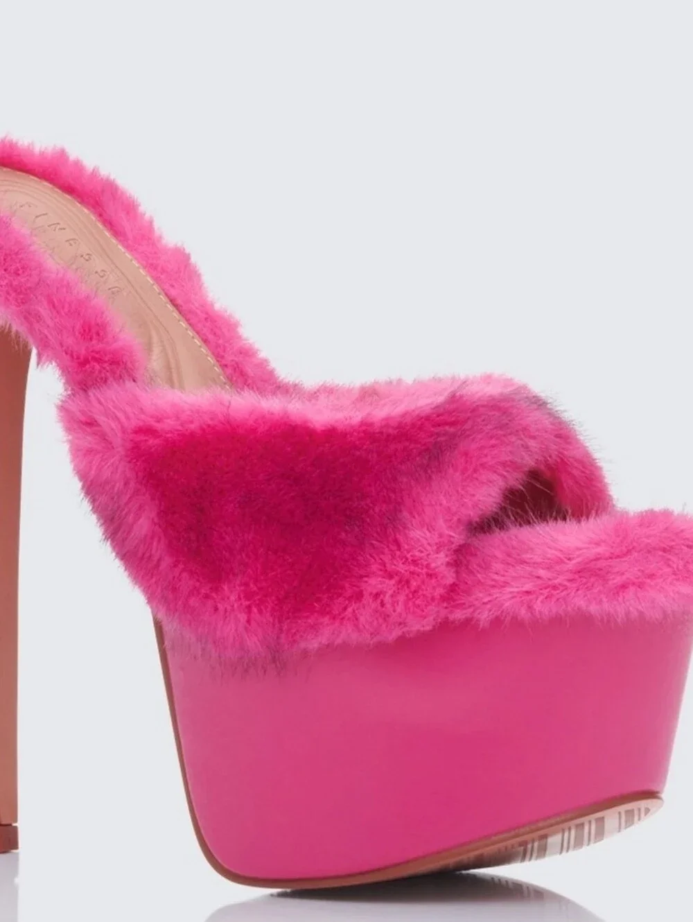Finesse Reya Pink Fur Platform Mules/Sizes 6&7/NWB/MSRP $79